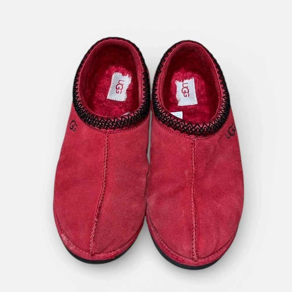UGG Red Suede Slip-On Clog with Black Trim